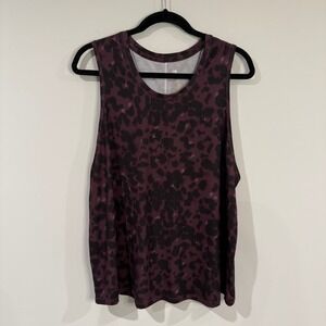 ALL IN MOTION XXL Tank Top Activewear Sleeveless Plum Purple Leopard‎ Print